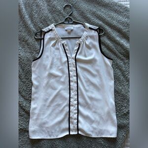 Calvin Klein White Blouse with Black Accents